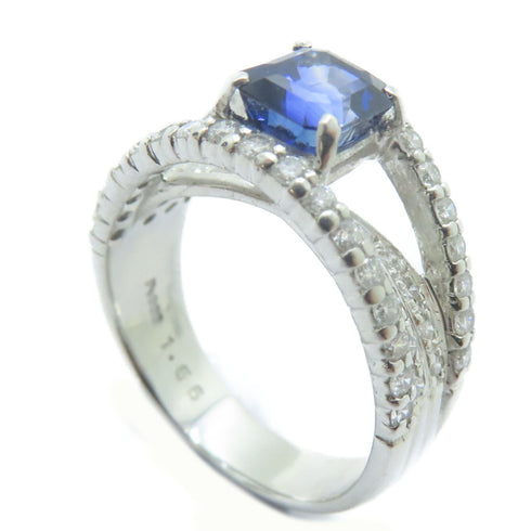 FINE JEWELRY 1.56ct Sapphire 0.7ct Diamond Ring PT900 Platinum US#5.75