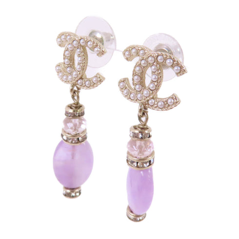 CHANEL GHW CC Earrings B21/S Metal PVC White Light Purple Gold Tone Color