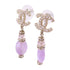CHANEL GHW CC Earrings B21/S Metal PVC White Light Purple Gold Tone Color