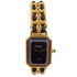 CHANEL GHW Premiere L Quartz Watch SS Leather Gold Plated H0001 Black