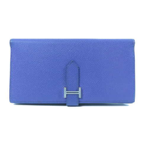 HERMES PHW Bearn Long Wallet Veau Epsom Blue