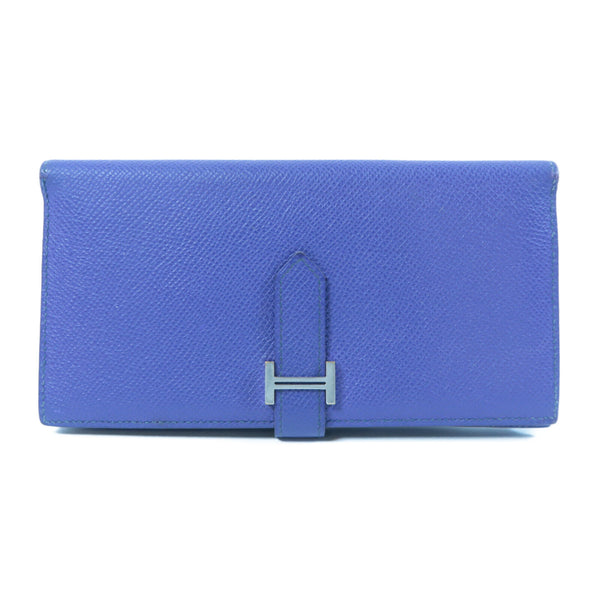 HERMES PHW Bearn Long Wallet Veau Epsom Blue