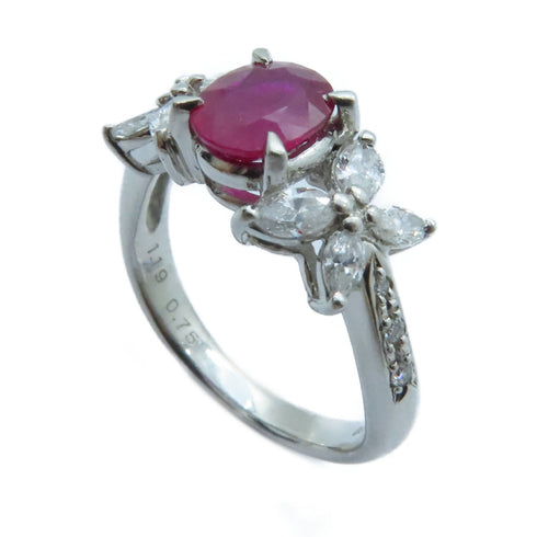 FINE JEWELRY 1.19ct Ruby 0.75ct Diamond Ring US#7 PT900 Platinum