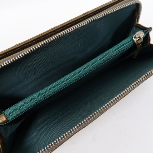 CHANEL Quilted CC SHW Long Wallet Calfskin Leather Gold