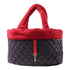 CHANEL Quilted CC SHW Coco Cocoon Hand Bag Calfskin Leather Navy/Red