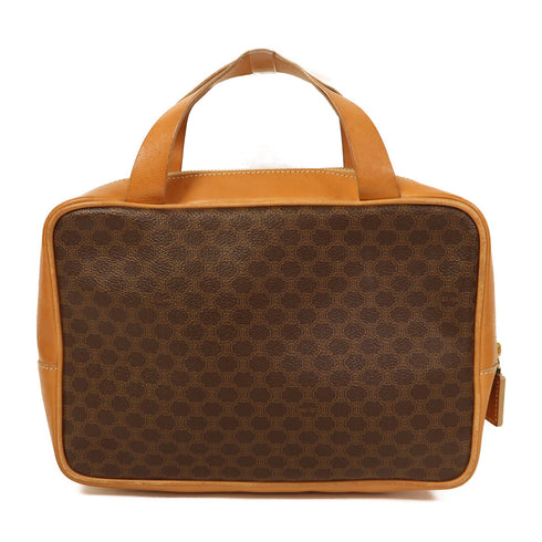 CELINE GHW Vintage Hand Bag PVC Coated Canvas/Calfskin Leather Brown