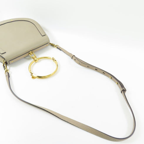 Chloe GHW Nile Bag 2 Way Shoulder Bag Calfskin Leather Beige