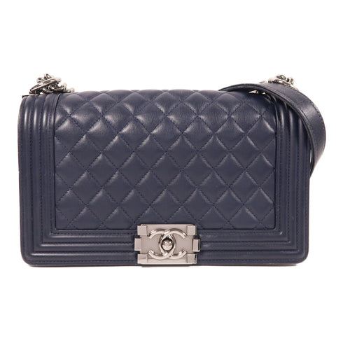 CHANEL CC SHW Boy Chanel Chain Shoulder Bag A67086 Calfskin Leather Navy