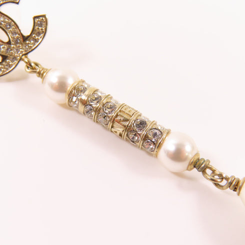 CHANEL CC Earrings Metal/PVC White/Gold