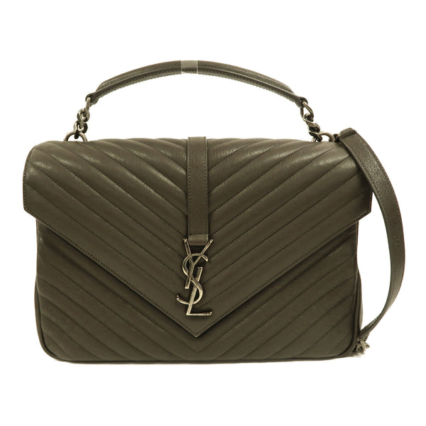 SAINT LAURENT YSL SHW 2 Way Shoulder Bag 487212 Calfskin Leather Grey