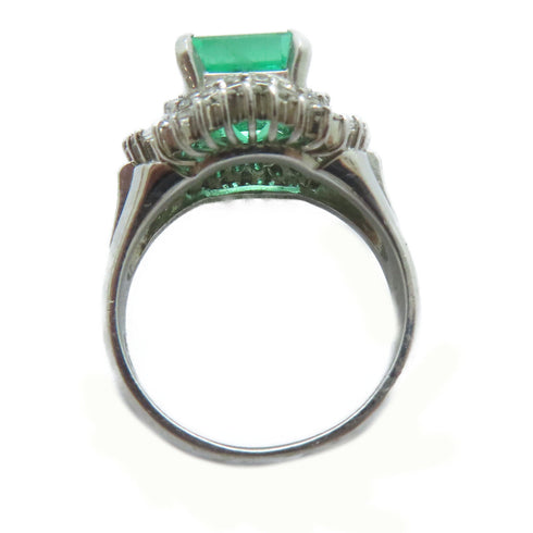 FINE JEWELRY 2.84ct Emerald 0.66ct Diamond Ring PT900 Platinum US#5.75