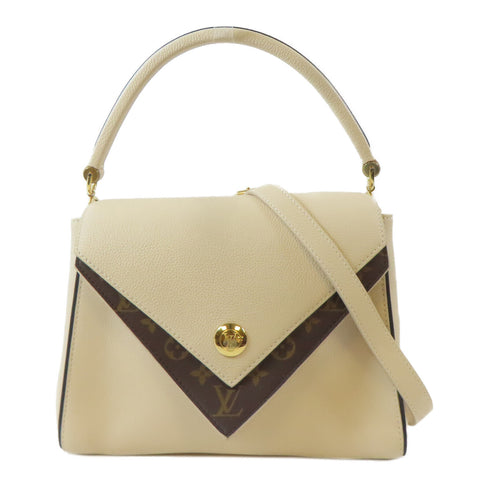 LOUIS VUITTON LV GHW Double V 2 Way Shoulder Bag M54438 Monogram Calfskin White