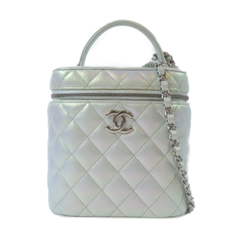 CHANEL Quilted CC SHW Vanity Bag Chain Shoulder Bag Calfskin Leather Pearlescent