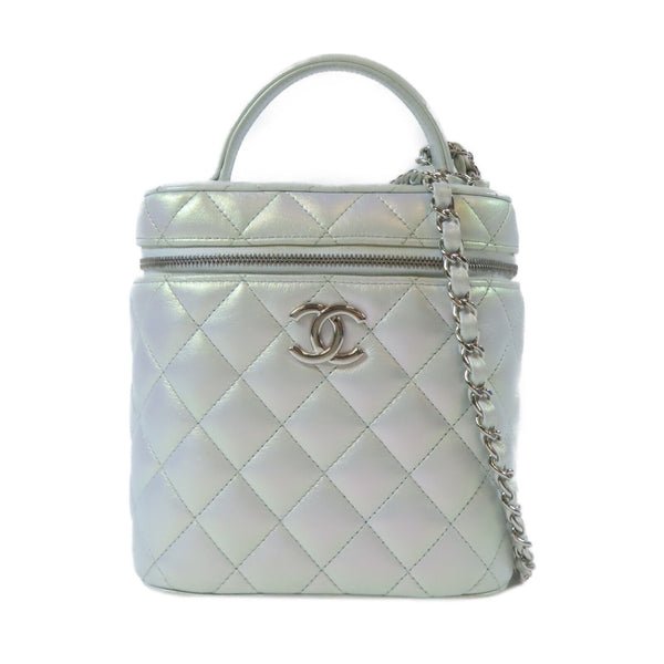 CHANEL Quilted CC SHW Vanity Bag Chain Shoulder Bag Calfskin Leather Pearlescent