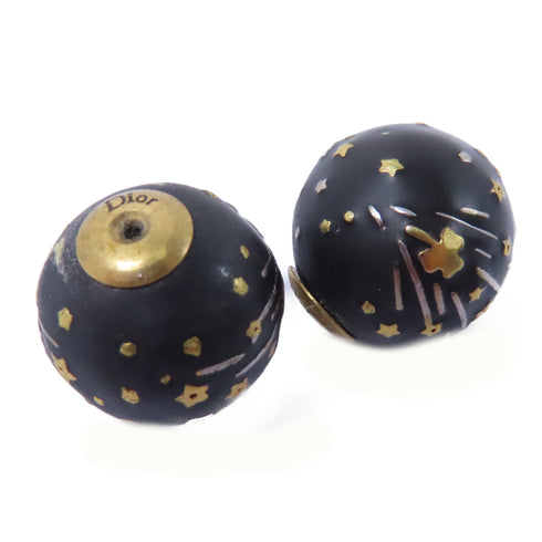 Christian Dior CD Earrings Metal Gold Black