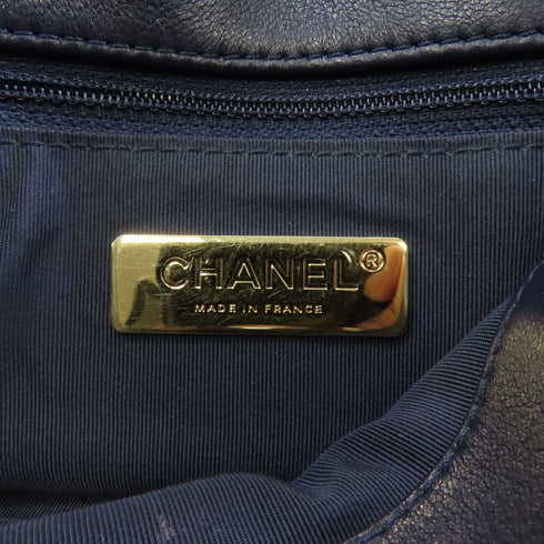 CHANEL Quilted CC GHW SHW Chanel 19 Bag 2 Way Shoulder Lambskin Leather Navy