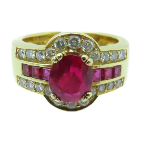 Fine Jewelry 1.508ct Ruby Ring US#6.75 18K Yellow Gold