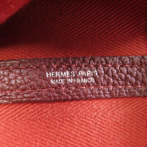 HERMES PHW Garden Party PM Tote Shoulder Bag Canvas Red