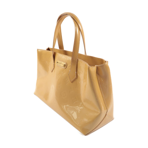 LOUIS VUITTON LV GHW Wilshire PM Handbag Monogram Vernis M91452 Beige