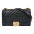 CHANEL Quilted CC GHW Boy 25 Chain Shoulder Bag Lambskin Leather Black