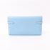 HERMES PHW Kelly Wallet Espom Leather Celeste Light Blue