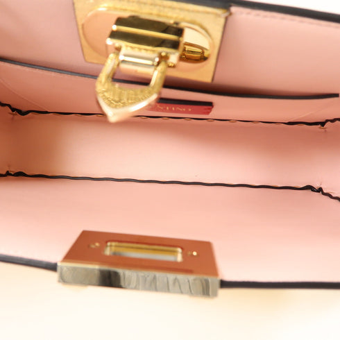 Valentino GHW Chain Shoulder Crossbody Bag Clutch Calfskin Leather Gold Silver