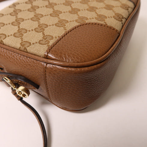 GUCCI GG SHW Shoulder Bag 520981 Coated Canvas/Calf Brown