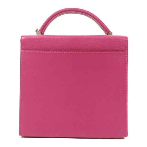 HERMES PHW Cinhetic 2 Way Chain Shoulder Bag Chevre Leather Rose Pourpre