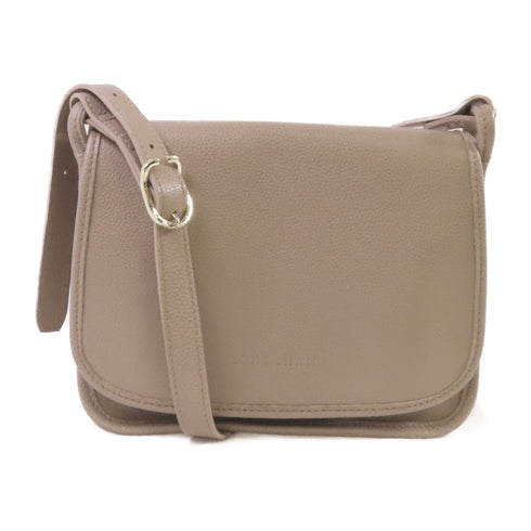 Longchamp GHW Shoulder Bag Crossbody Calfskin Leather Grey