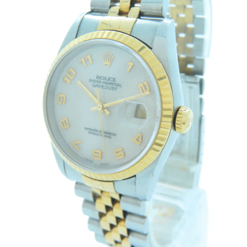 ROLEX Datejust 36 (Dial Oxidised) Automatic Watch 16233 Stainless Steel Beige