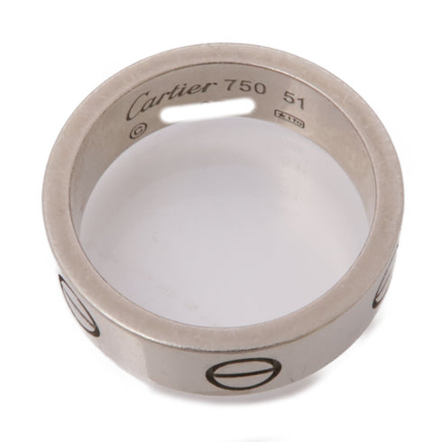 CARTIER Love Ring 18K White Gold Silver #51 US#5.5
