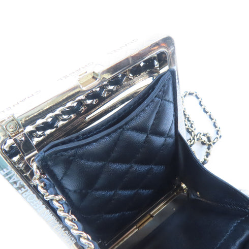 CHANEL Quilted CC GHW Evening Bag Shoulder Bag AS3528 Calfskin Metal PVC Black