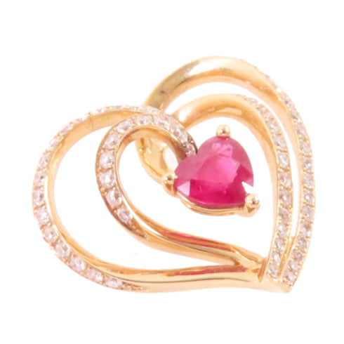 FINE JEWELRY 0.47ct Ruby 0.33ct Diamond Pendant Top 18K Rose Gold