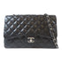 CHANEL Quilted CC SHW Classic Jumbo Shoulder Handbag Lambskin Leather Black