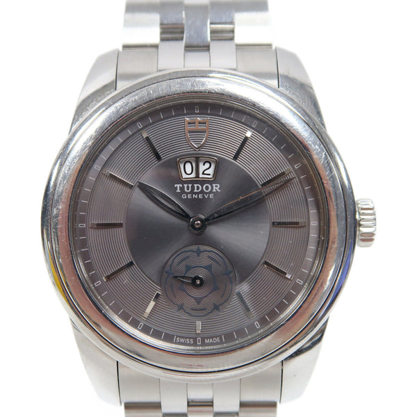 TUDOR Glamour Double Date 42mm Automatic Watch 57000 Stainless Steel Grey
