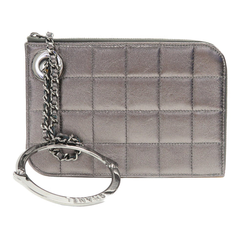 CHANEL CC SHW Clutch Leather Silver