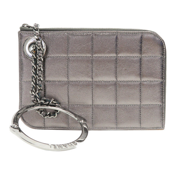 CHANEL CC SHW Clutch Leather Silver