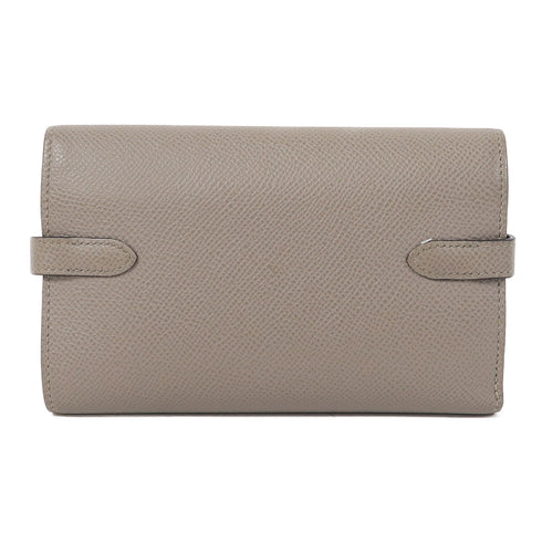 HERMES GHW Kelly Depliant Wallet Epsom Leather Gris Asphalte Grey