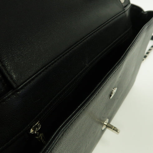 CHANEL Quilted CC SHW Mademoiselle Chain Shoulder Bag Calfskin Leather Black