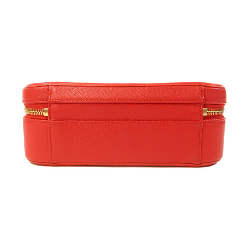 CHANEL Quilted CC GHW Vanity Case 2Way Shoulder Bag Handbag Calfskin Leather Red