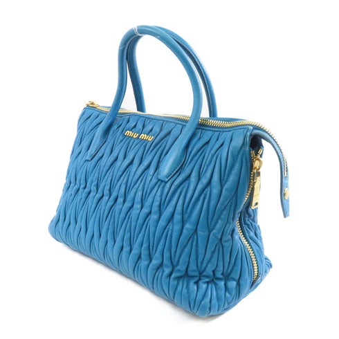 Miu Miu GHW 2way Shoulder Bag RN1016 Lambskin Leather Blue