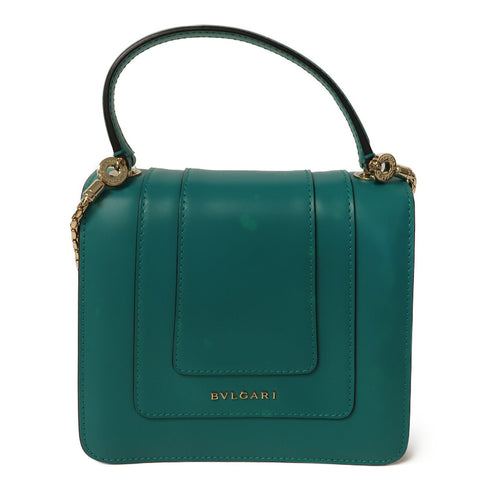 BVLGARI GHW Serpenti Forever 2Way Shoulder Hand Bag Calfskin Leather Green
