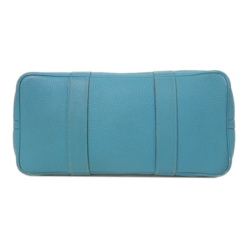 HERMES PHW Garden Party PM Tote Bag Handbag Negonda Leather Turquoise