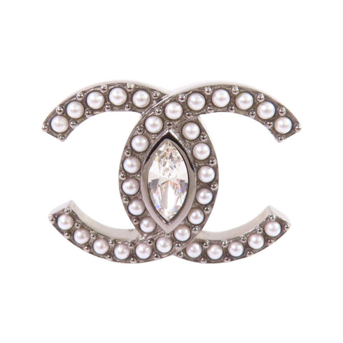CHANEL CC Brooch L21K Metal PVC Rhinestone