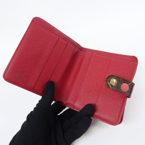 LOUIS VUITTON LV GHW Cherry Compact Zip Wallet M95005 Monogram Brown Red