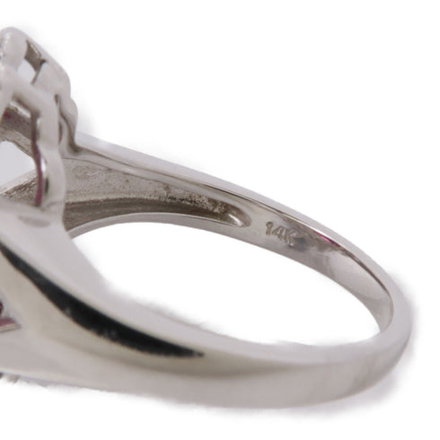 JEWELRY Garnet Diamond Ring 18K White Gold US#6.5