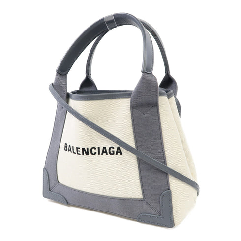 BALENCIAGA SHW Cabas Shoulder Tote Bag XS Canvas Grey/White