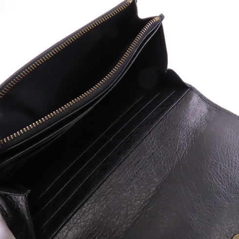 BALENCIAGA SHW Long Wallet 233599 Lambskin Leather Black