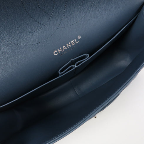 CHANEL Quilted CC SHW Classic Jumbo Chain Shoulder Bag Lambskin Leather Blue