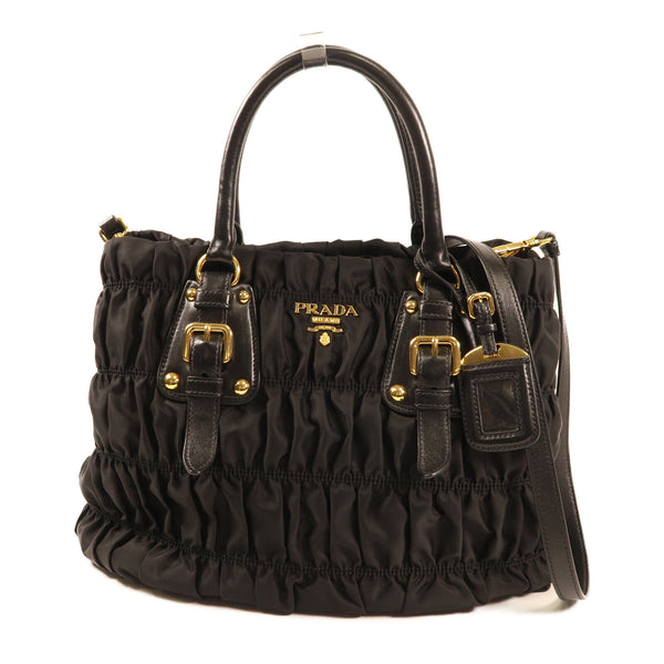 PRADA GHW Gauffre Tote 2 Way Bag Nylon Black